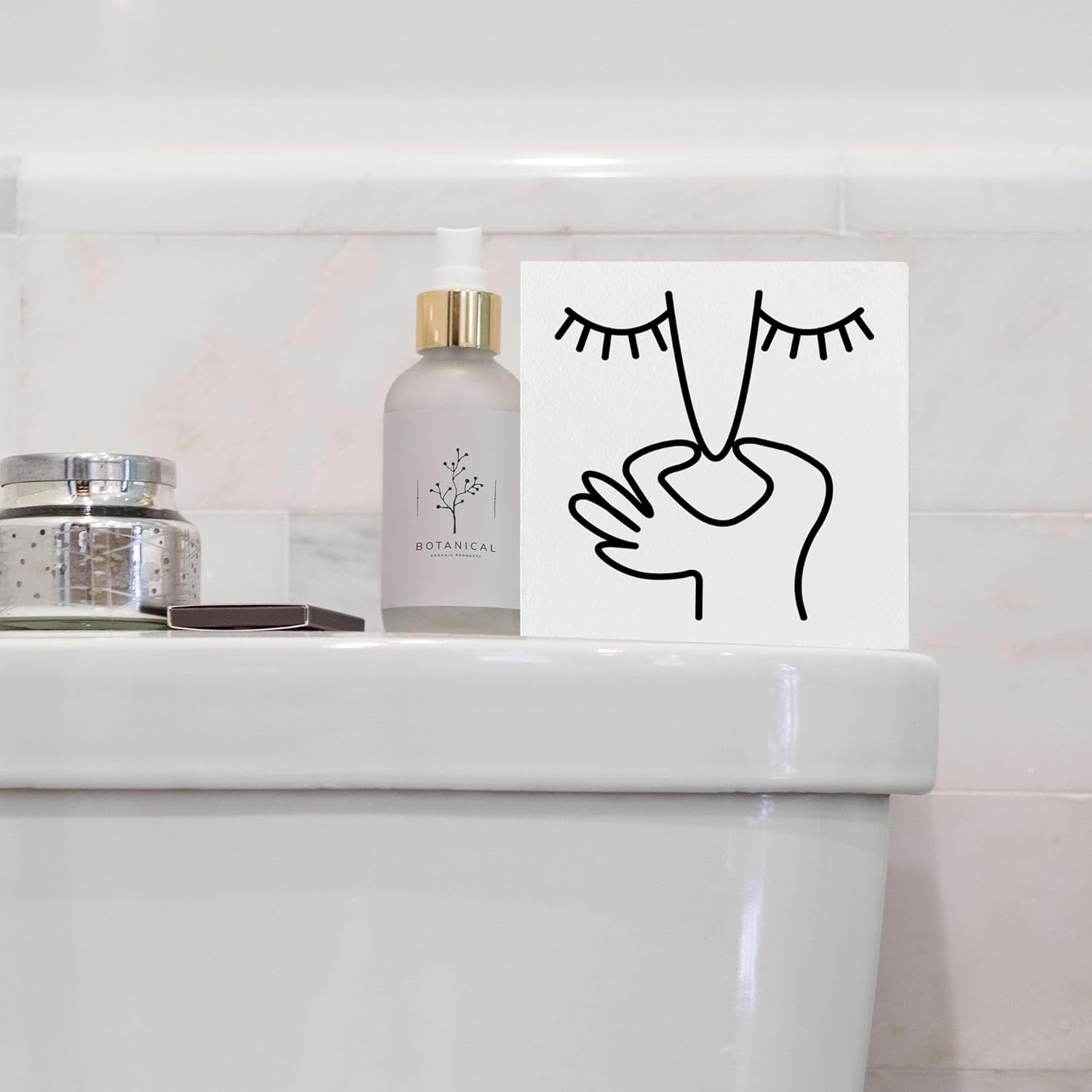 Funny Bathroom Decor, Minimalist Pinch Nose Wooden Box Sign, Funny House Decoration For Bathroom Toilet Washing Basin Shelf Table, Farmhouse Rustic Home Decor. (052) - Image 5