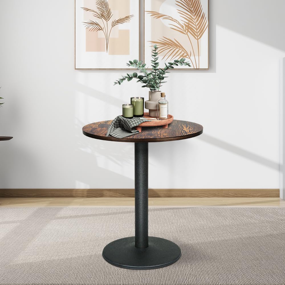 LANTUS Bartisch, rund, Esstisch, quadratisch, Industriestil, Holzbrett + Füße aus Eisen, maximale Belastung 125 kg, 60 x 60 x 72 cm (C)
