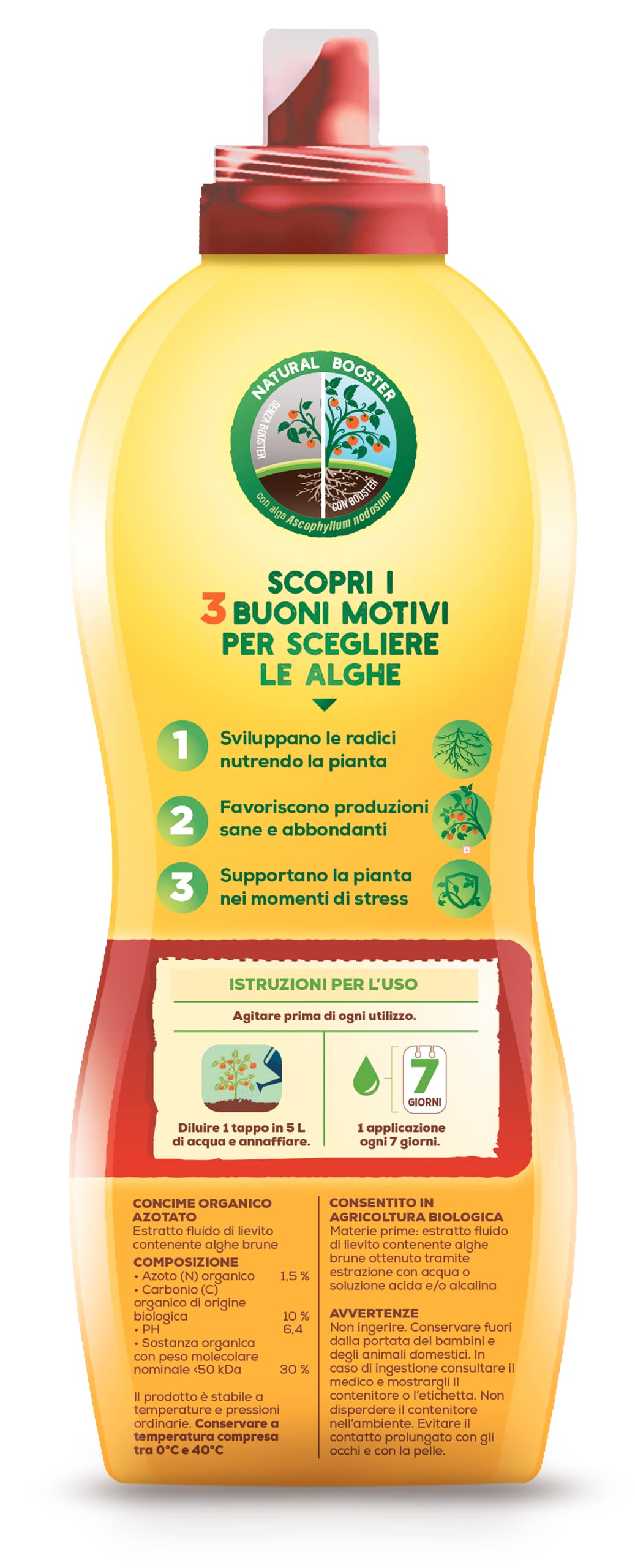 Solabiol Algasan, Concime Liquido Biologico Universale a Base di Alghe Brune con Tecnologia Natural Booster, 1L (Confezione da 3)