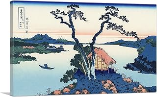 ARTCANVAS Lake Suwa in the Shinano Province 1830 Canvas Art Print Stretched Framed Painting Picture Poster Giclee Wall Decor by Katsushika Hokusai - 18" x 12" (0.75" Deep)