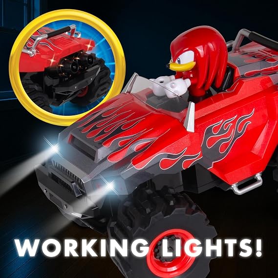 NKOK RC Sonic Racing CrossWorlds Monster Truck, Knuckles, Ready-to-Run 2.4GHz Remote Control, Turbo Boost, Wheelie & Donut Action, All-Terrain, Off-Road, Ages 6+, Fun Gift for Kids, Toy Award Winner