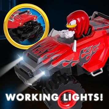 NKOK RC Sonic Racing CrossWorlds Monster Truck, Knuckles, Ready-to-Run 2.4GHz Remote Control, Turbo Boost, Wheelie & Donut Action, All-Terrain, Off-Road, Ages 6+, Fun Gift for Kids, Toy Award Winner
