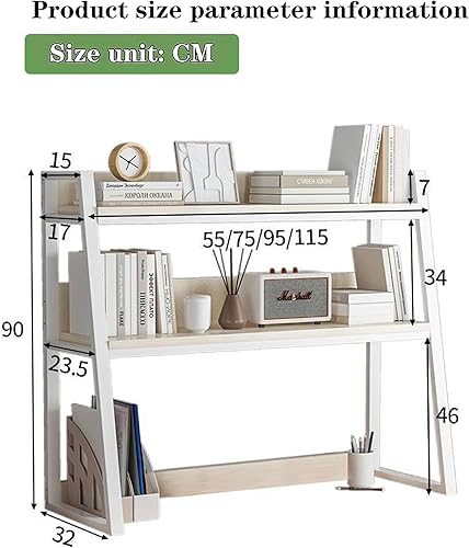 Miniatura 3 de Estantería de escritorio de 2 niveles para escritorio de computadora, organizador de estantería de madera, estante de almacenamiento multiusos para
