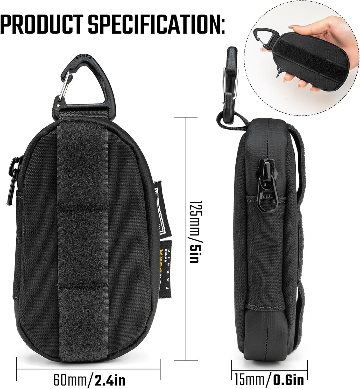 TACTICAL_GEEK Storage A7 EDC Key Bag Molle Pouch, Waterproof Zipper Wallet Car Key Case, Multipurpose Pocket Organizer, Unisex Tac Pouch with Patch Area for Daily Carry, Black - Image 5