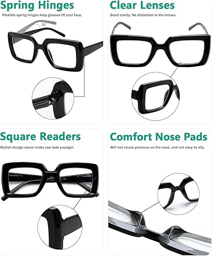 Miniatura 10 de Eyekepper Gafas de lectura cuadradas para mujeres lectoras de marco grande, color verde +4.00