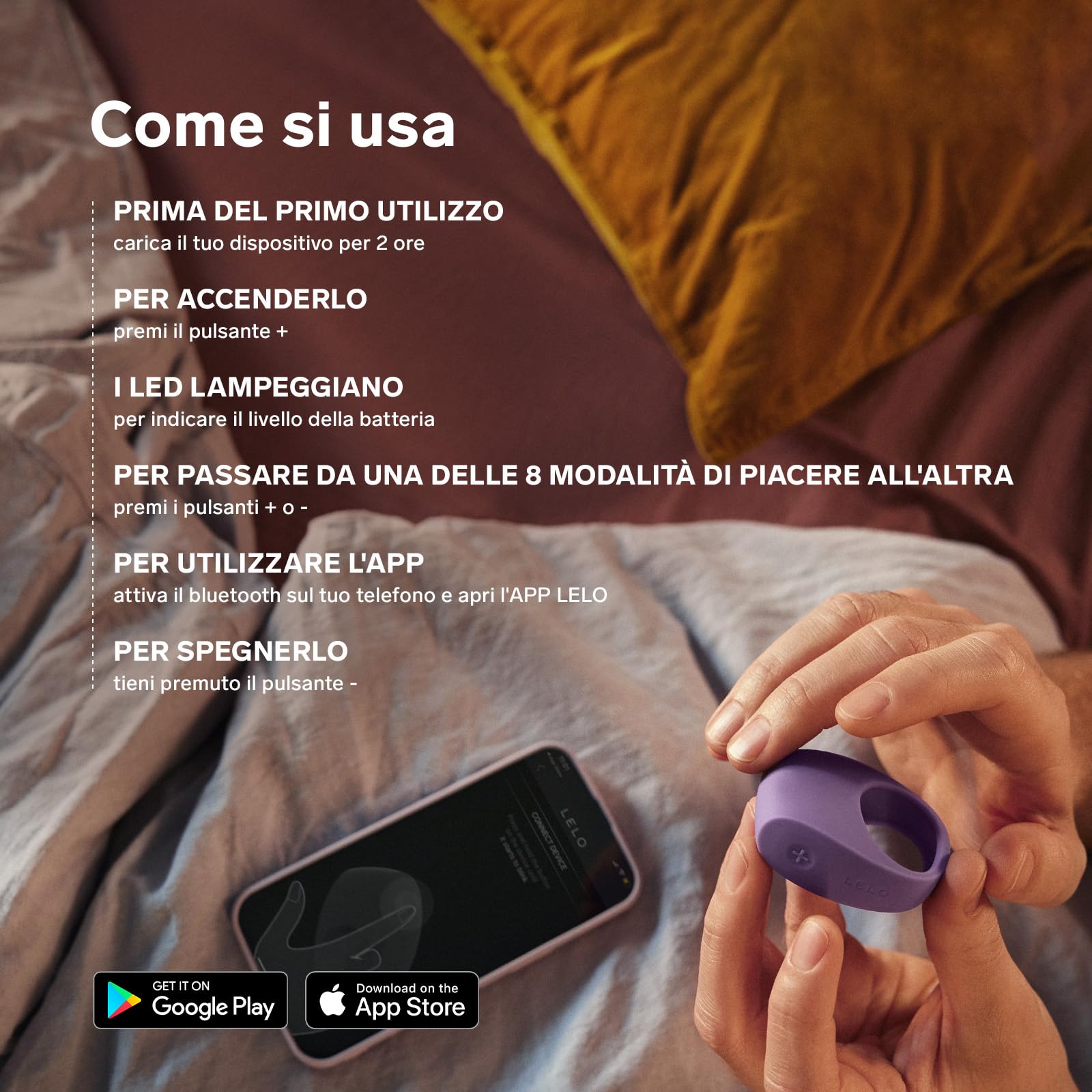 LELO TOR 3 Anello Vibrante, Connesso con l'App con 8 Impostazioni per una Sensazione Ottima, Base Blu
