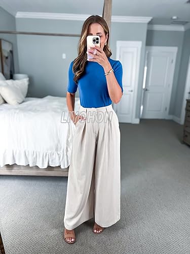 Miniatura 5 de LIYOHON Camisetas de manga corta con cuello alto falso para mujer, camisetas de manga corta para salir 2026