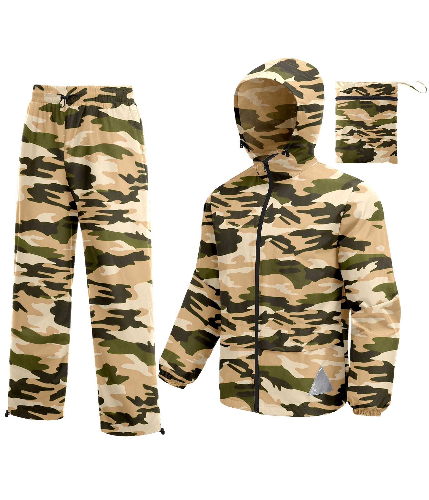 COOFANDY Men's Rain Suit 2 Piece Waterproof Breathable Rain Gear Lightweight Rain Jacket Pants Rainwear Suit