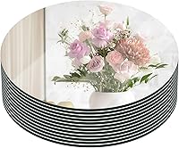 VASUHOME 12 Inch Round Glass Mirror Trays with Smooth Edges & Cushioned Feet - Elegant Wedding Centerpieces & Party Table Decor