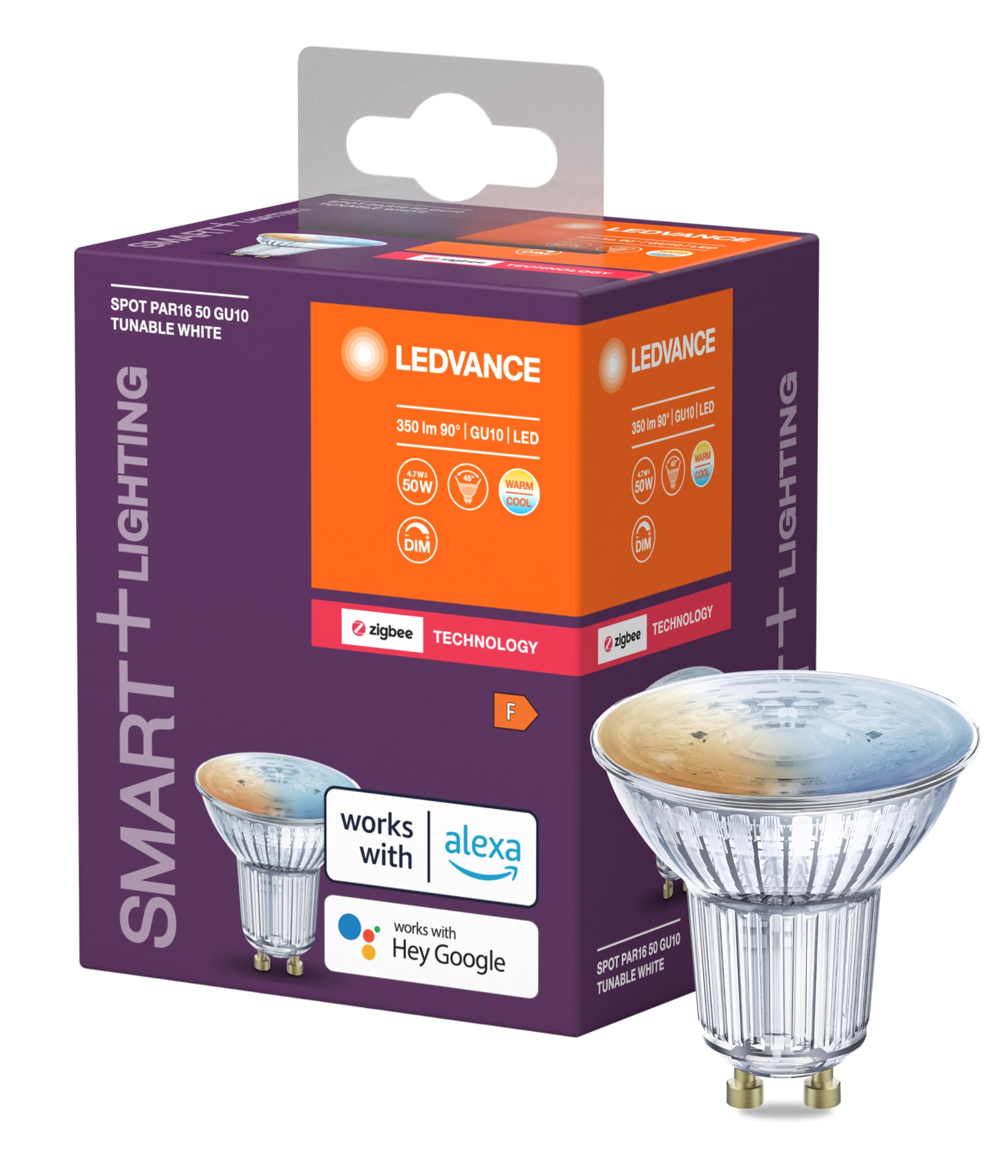 LEDVANCE LEDVANCE SMART+ SPOT GU10 TW, LED retrofit Reflektorlampe mit smart home Technologie Zigbee, Farbtemperatur einstellbar, PAR16, 1er Pack