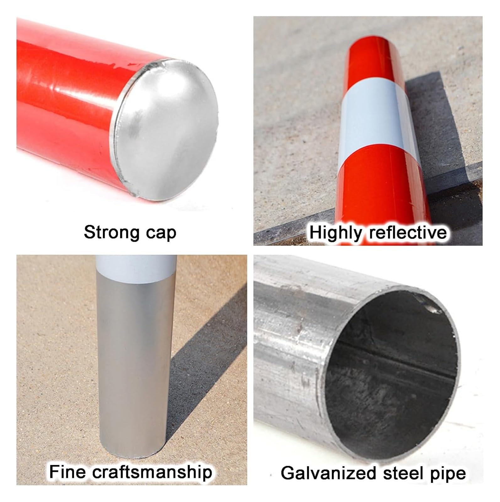 Postes delimitadores de tráfico para bolardos de Seguridad, bolardos de Acero, bolardos metálicos para Aparcamiento,76 * 1000mm/3 * 39in
