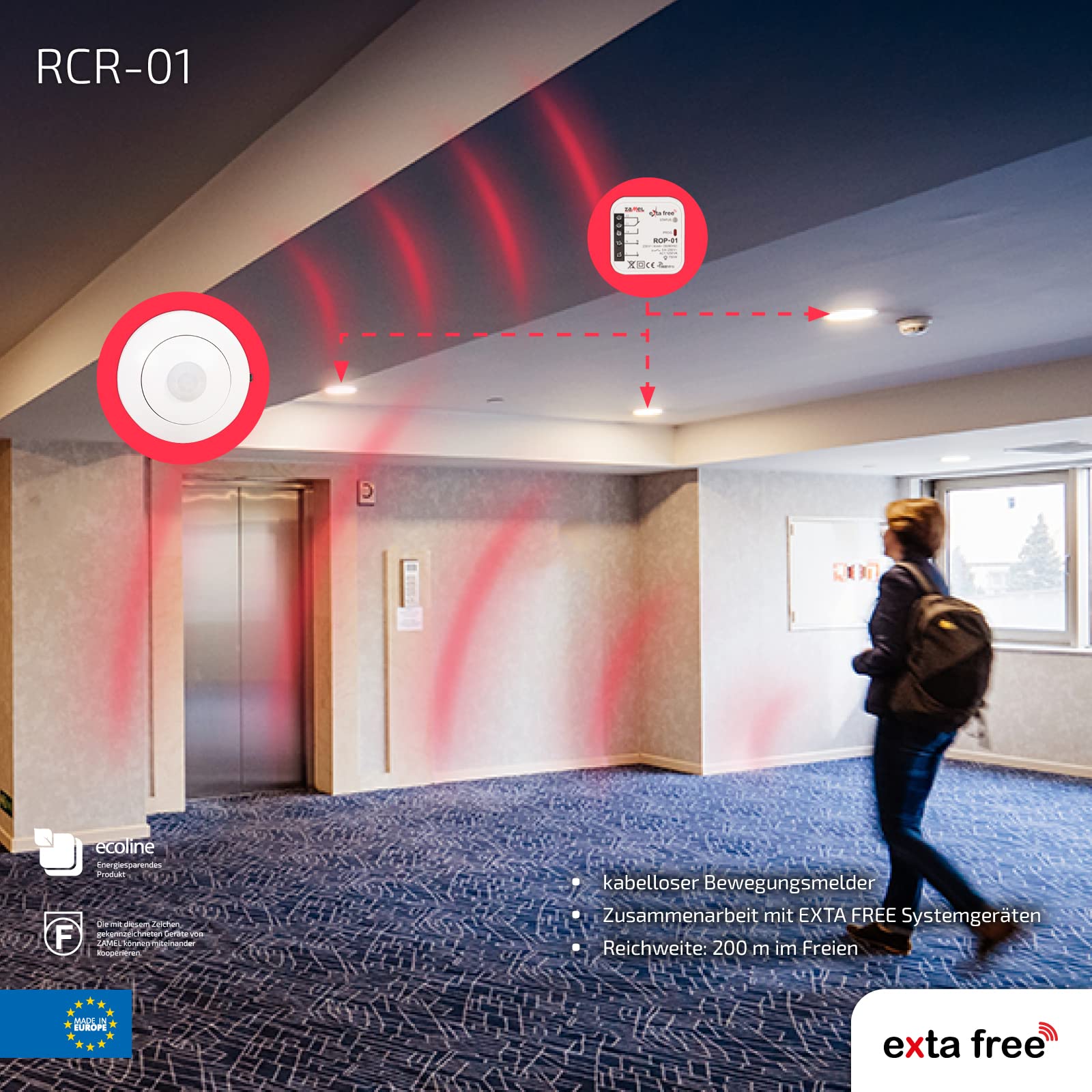 EXTA FREE RCR-01 Détecteur de Mouvement sans Fil