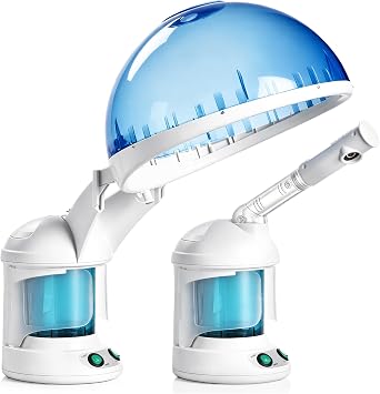 SUPER DEAL Hair Steamer PRO 3 in 1 Multifunction Ozone Facial Steamer with Bonnet Hood Attachment, Hair Therapy & Facial Steamer for Personal Care Use at Home or Salon
