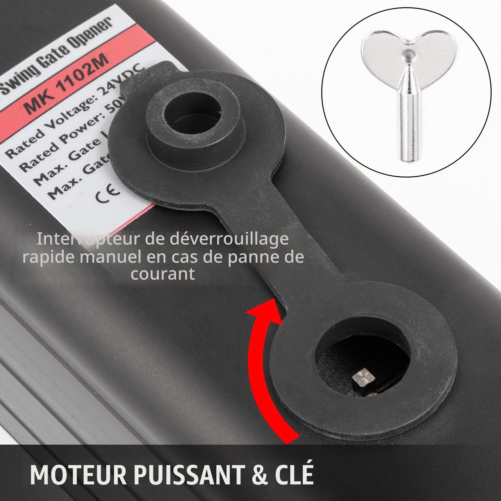 VEVOR Ouvre-porte automatique électrique, capacité 380 kg, ouvre-porte battant unique, longueur 5,5 m, vitesse 16 mm/s, 80 W, avec télécommande, opérateur de porte pour garage ferme mailles de chaîne