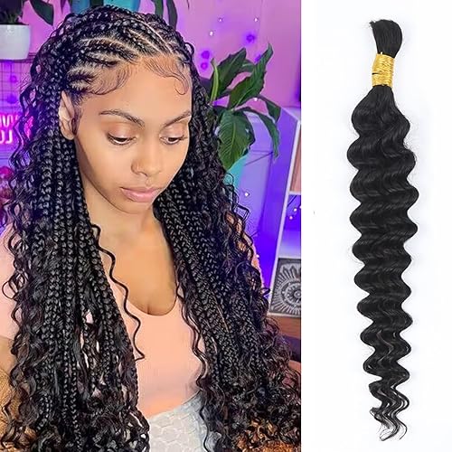 Cabello humano ondulado profundo a granel para trenzar de 18 pulgadas, 1.76 onzas, 1 paquete de trenzas bohemias, cabello humano húmedo y ondulado,