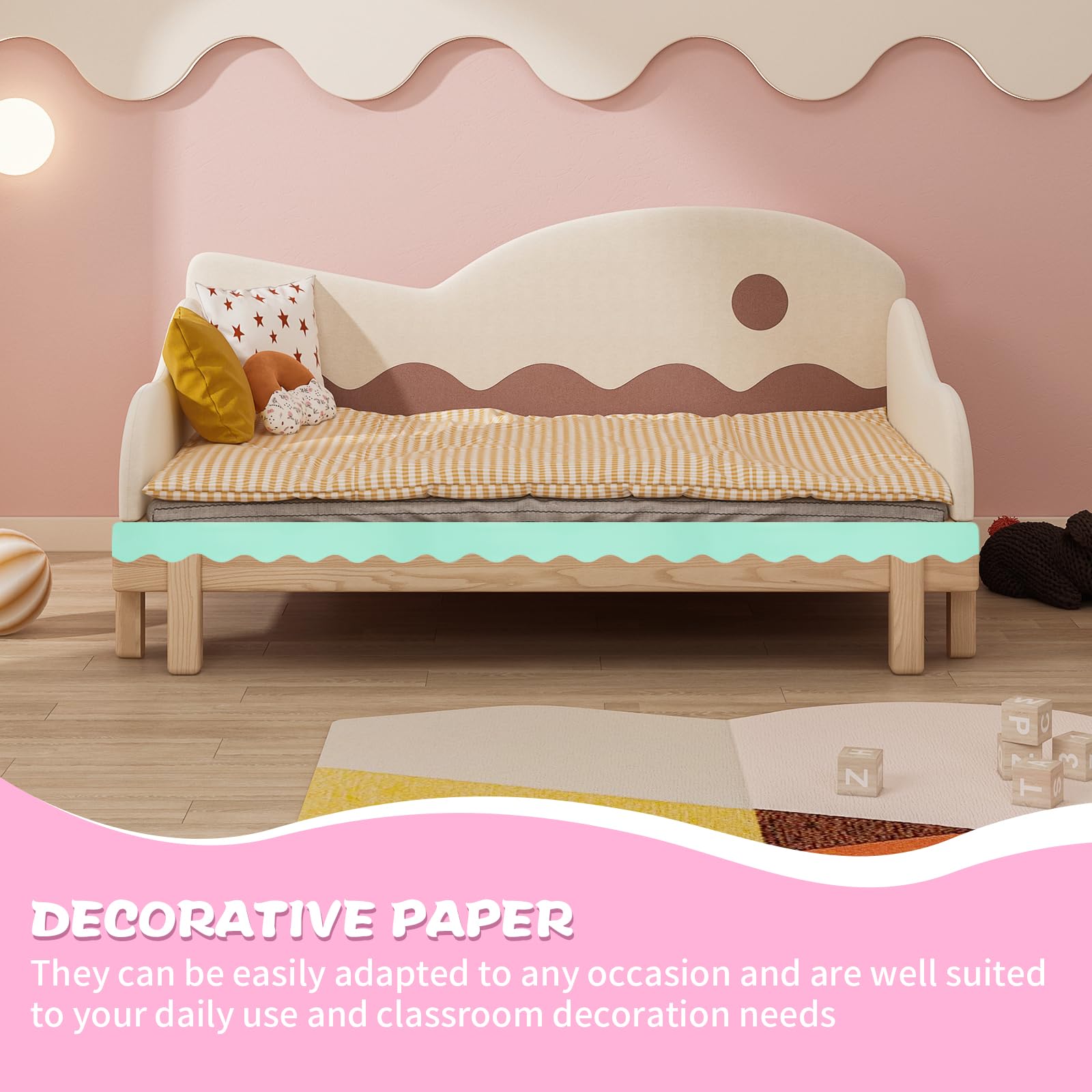 LOPYXBR 6 Roll Pastel Bulletin Board Borders, 196.8 Ft Colorful - View #5