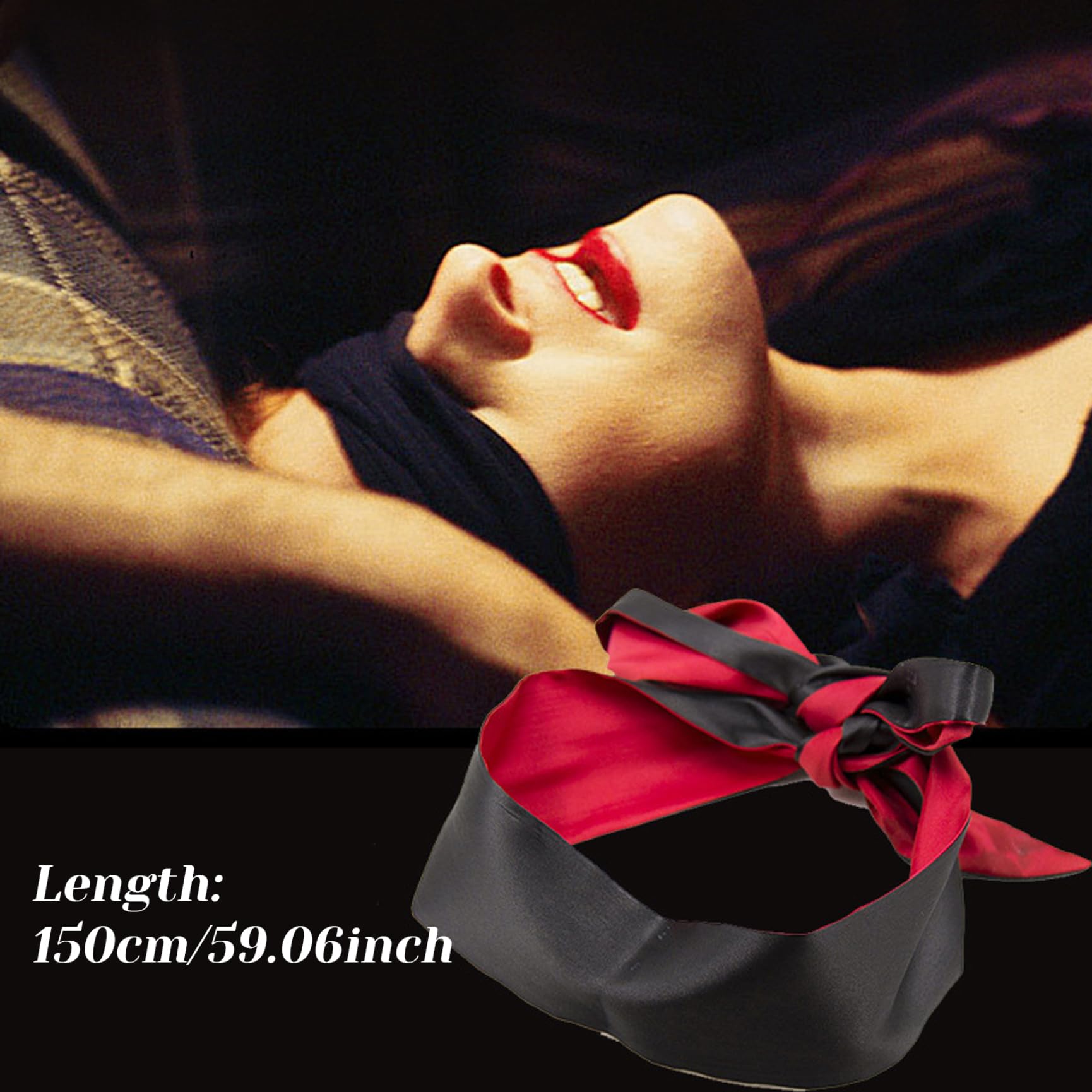 2 Pezzi bendati per Gioco per Adulti/Coppie/Giochi per Feste, Maschera da 59 Pollici di Raso, Maschera in Raso Poliestere, Romantica Nera e Vetta Rossa per San Valentino