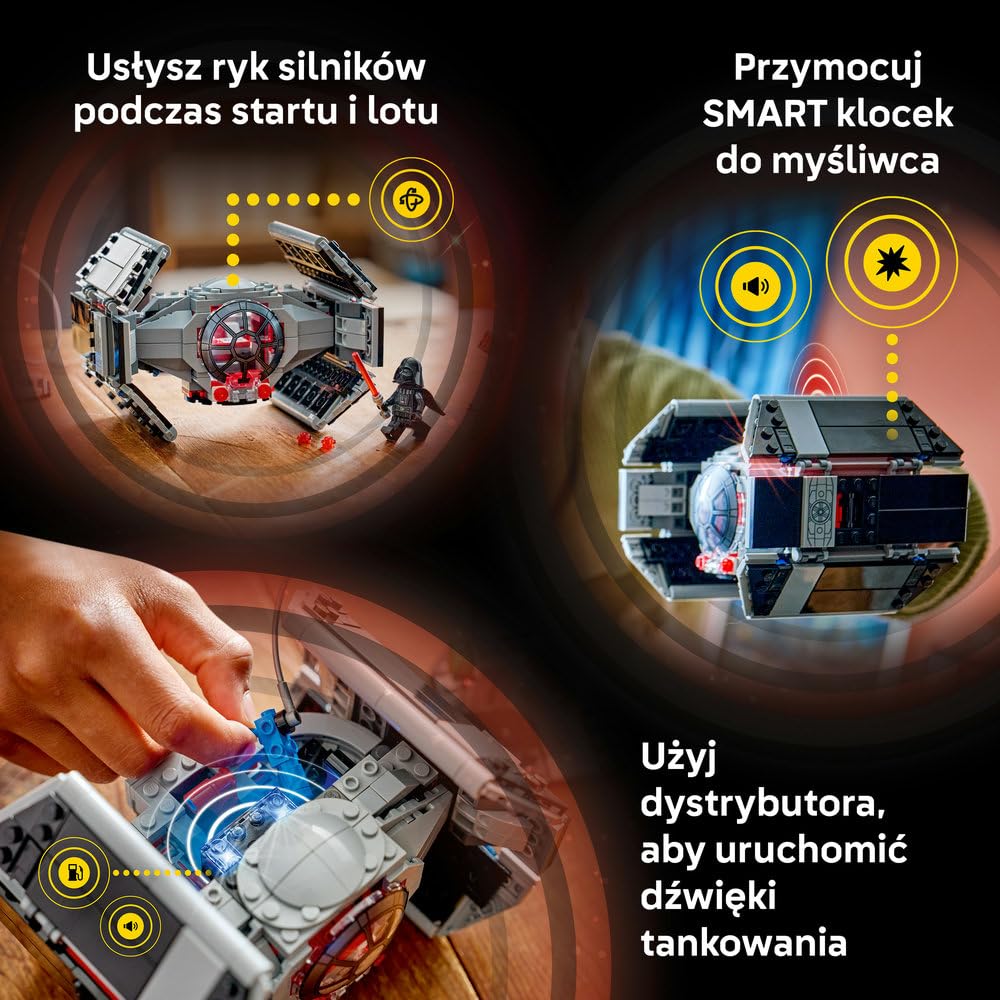 LEGO Star Wars SMART Play: Myśliwiec TIE Dartha Vadera 75421 | Interaktywna zabawka dla dzieci 8+, seria SMART Play, prezent Star Wars, klocki dla chłopca i dziewczynki, 473 elementy