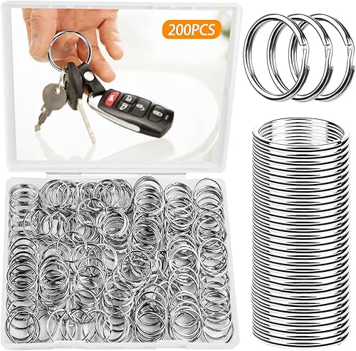 200 llaveros divididos de 0.984 in a granel, llaveros para llaveros y manualidades (plateado)