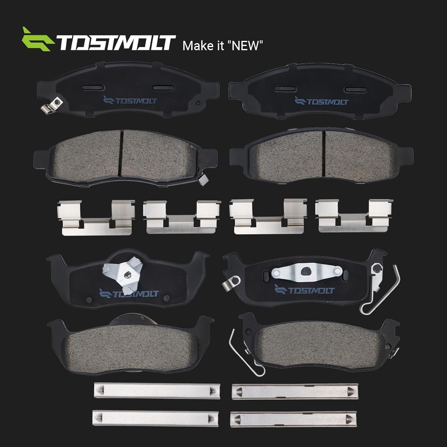 New 8pcs Complete Front+Rear Super Quiet Shimmed Slotted Ceramic Disc Brake Pads Set w/Installation Hardware Compatible With 04 Pathfinder Armada 05-06 Armada 04-07 Titan 04-05 INFINITI QX56