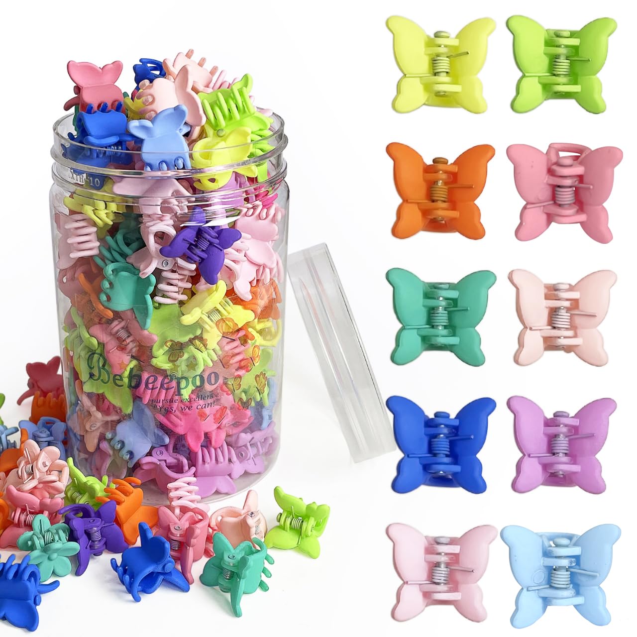 Mini Butterfly Hair Claw Clips, Butterfly Hair Clips for Girls 100 Pack -10 Assorted Colorful Hair Accessories for Girls and Women - 90s Y2K Cute,