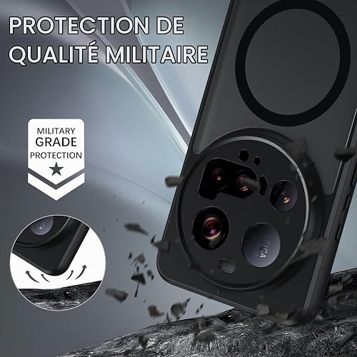 YINLAI Coque pour Xiaomi 15 Ultra 5G, Compatible avec MagSafe, Magnétique Etui Translucide Mat Arrière Housse Fine Protection Caméra Antichoc Anti-Rayures Case pour Xiaomi 15 Ultra 5G 6.73", Noir - 5