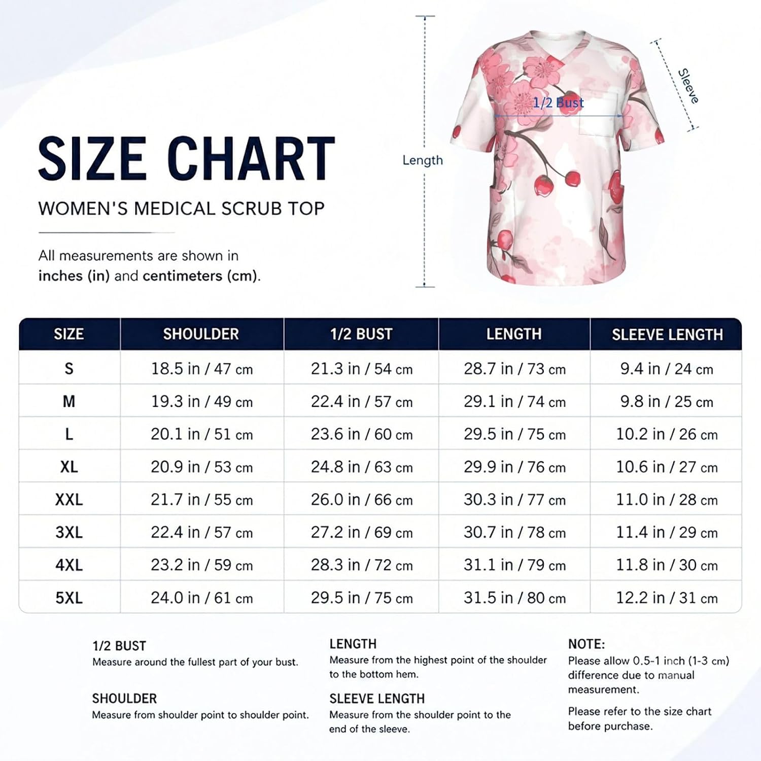 Professional Scrub Tops for Men, Classic V-Neck Workwear with 3 Pockets