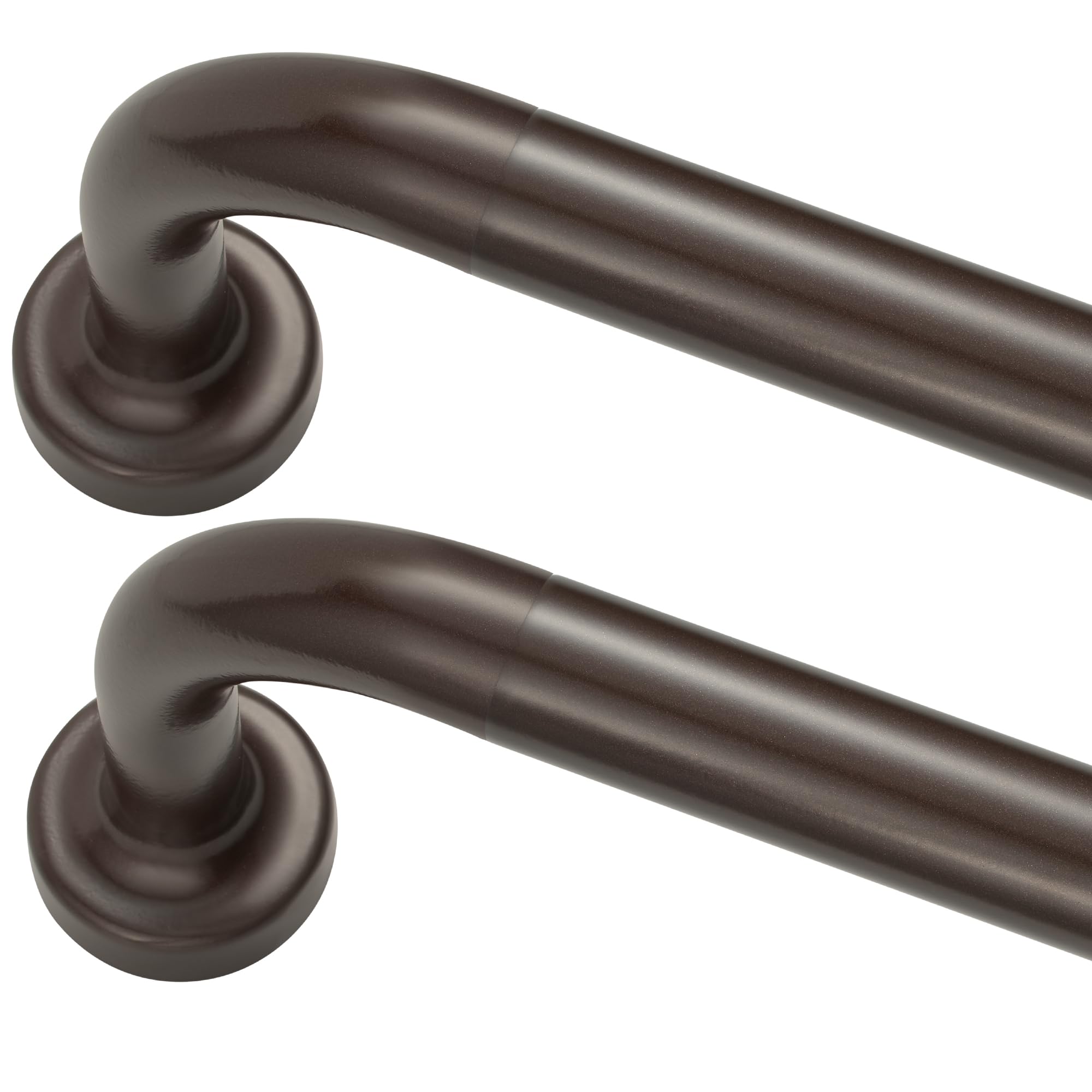Dark Bronze Curtain Rods 2 Pack,1 Inch Disc Curtain Rods for Windows 28 to 48",Blackout Wrap Around Curtain Rod with Aluminum Finials and Brackets,No