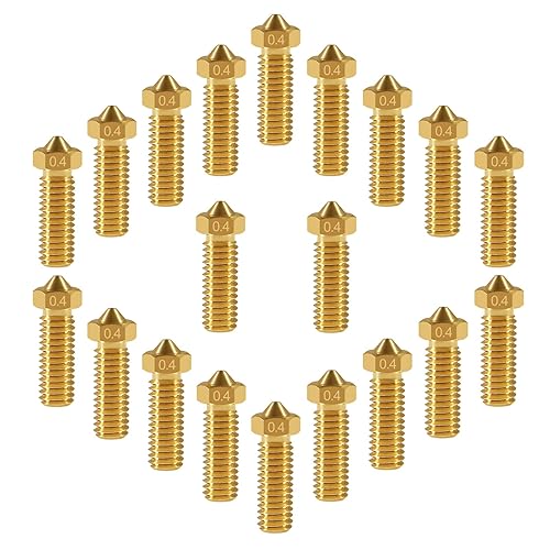 20pcs V6 Volcano Latón Boquilla Extra Extrusora Boquillas 0.016 in M6 0.069 in Filamento para Impresora 3D Parte (0.016 in)