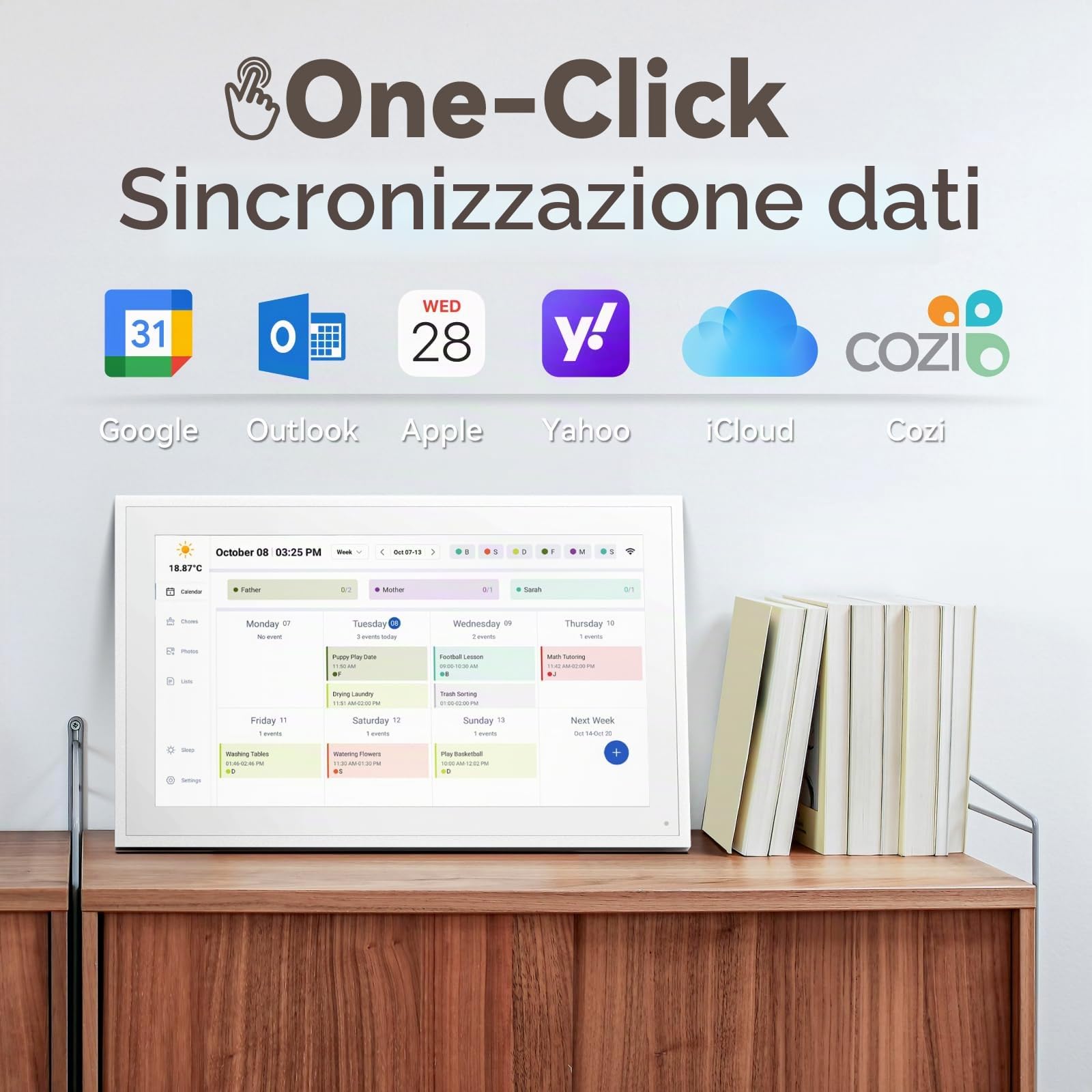 ISTOYO Calendario Digitale, Calendario Elettronico Intelligente a Parete da 39,6 cm / 15,6 pollici con Foto per La Condivisione Di Video, Piani Semplificati per Famiglie/Ufficio/Scuola/Eventi