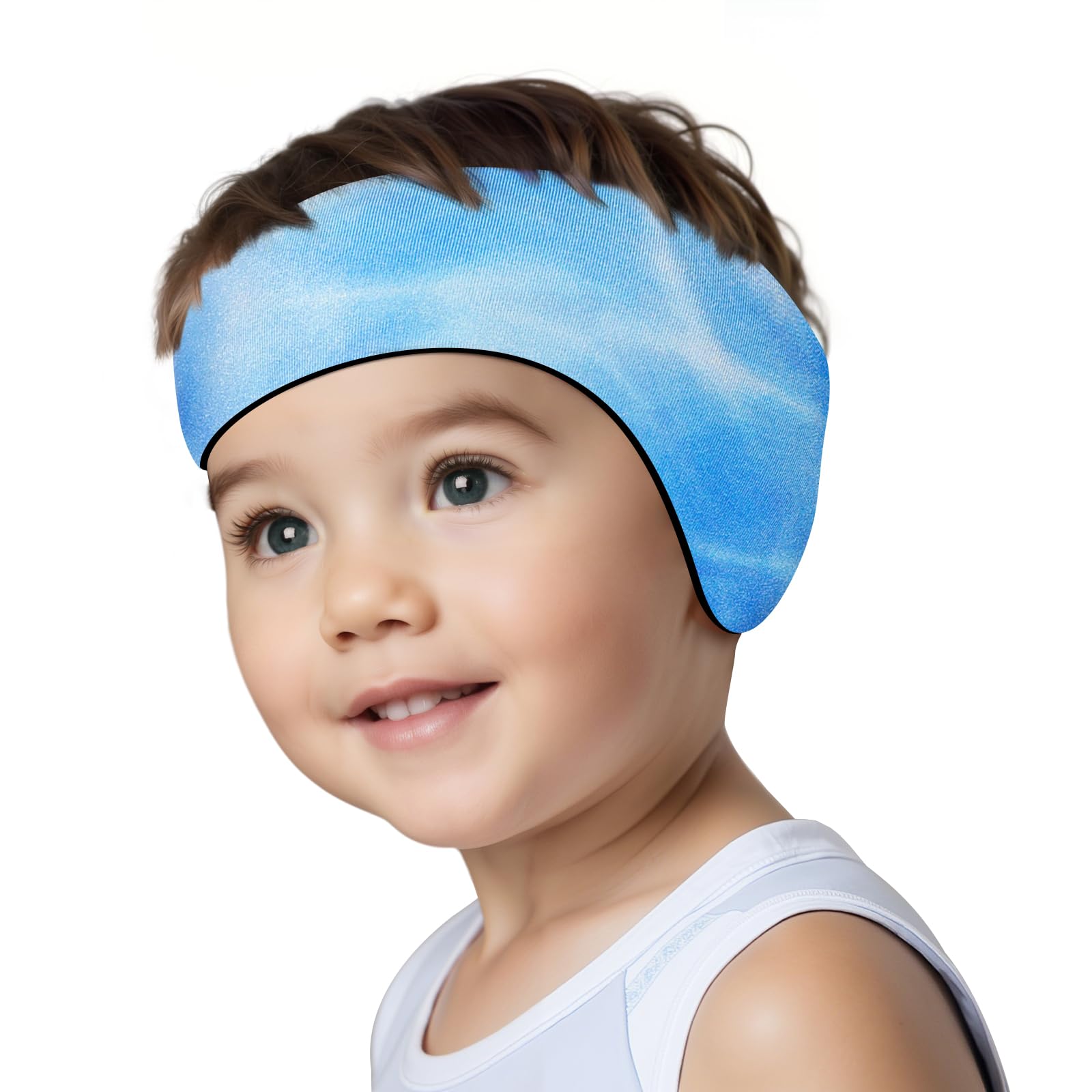 HeySplash Swimming Headband, Elastic Neoprene Swimming Earplugs Kids Ear Plugs Ear Band Swimmer Protection, EarGuard & Hair Guard for Kids Adult, Keep Water Out, Hold Earplugs in, S, Blue Ripple — image 1