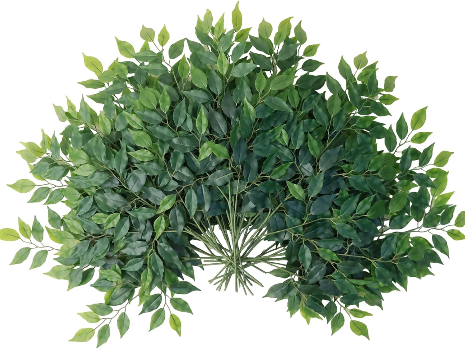 mizii 24pcs Artificial Greenery Stems Silk Green Leaves Fake 23in Ficus Garland Spray Plants Faux Greenery Decoration for Centerpieces Wedding Arch Flower Bouquet Table Home Decor (24)