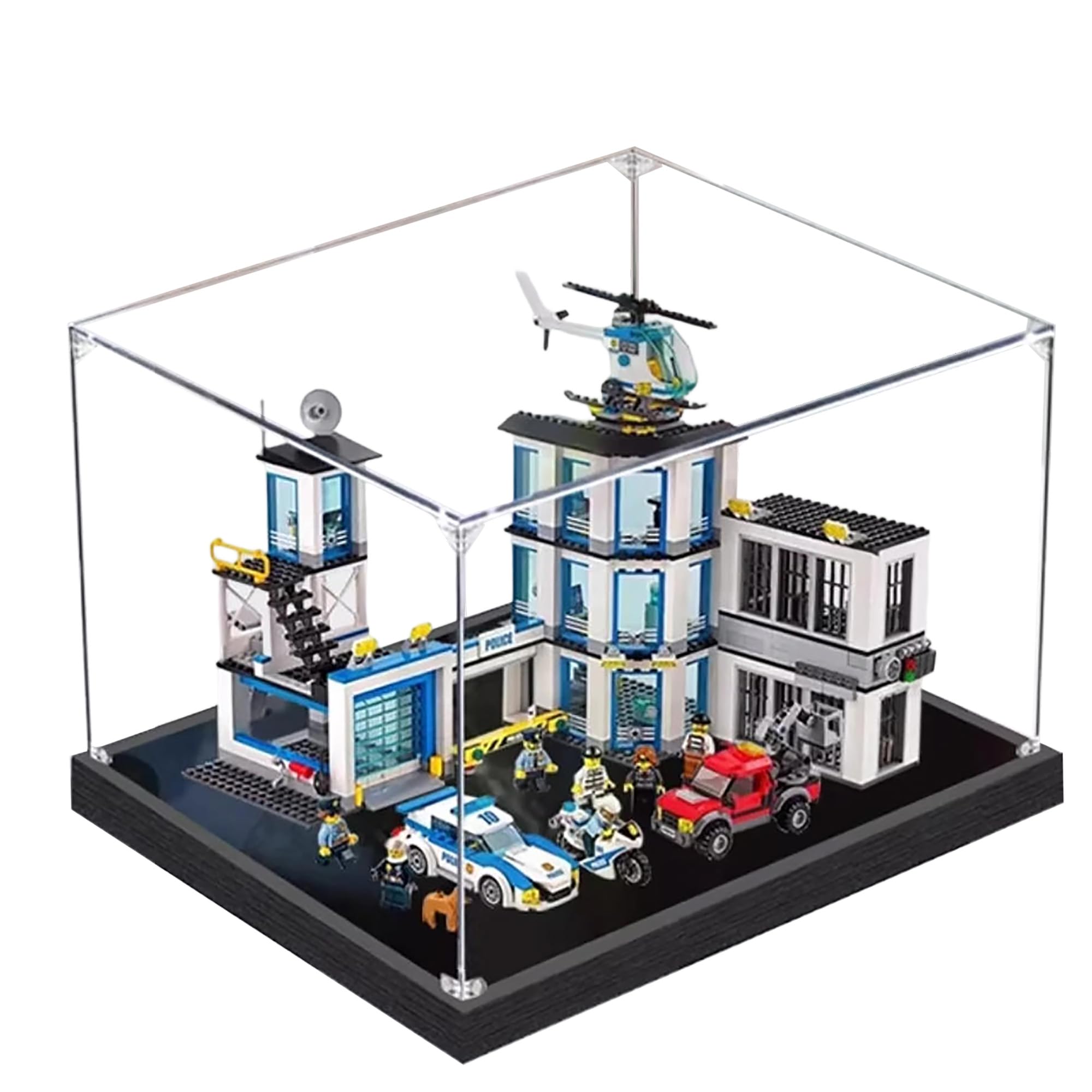 Acrylic Display Case for Lego 60141 Police Headquarters Model, 3mm Dustproof Display Box, Display Case Compatible with Lego 60141(Model Not Included) (Transparent 2MM)