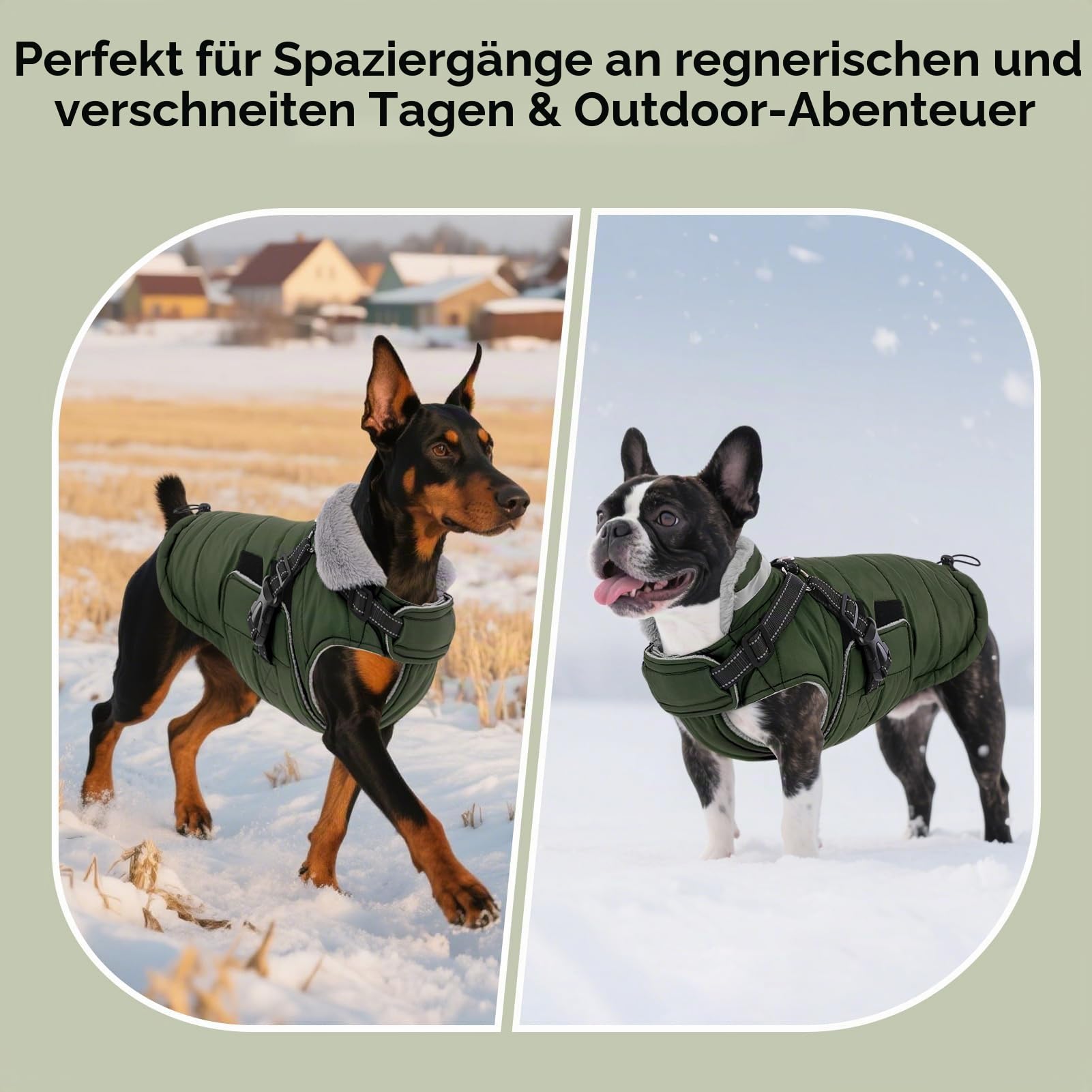 ASENKU Hundemantel Winter mit Geschirr XL Wasserdicht für Grosse Hunde | Reflektierend Fleece Hundejacke Ideal für Gassigehen bei Nacht, Schnee,Wandern und Camping, für Golden Retriever, Labrador