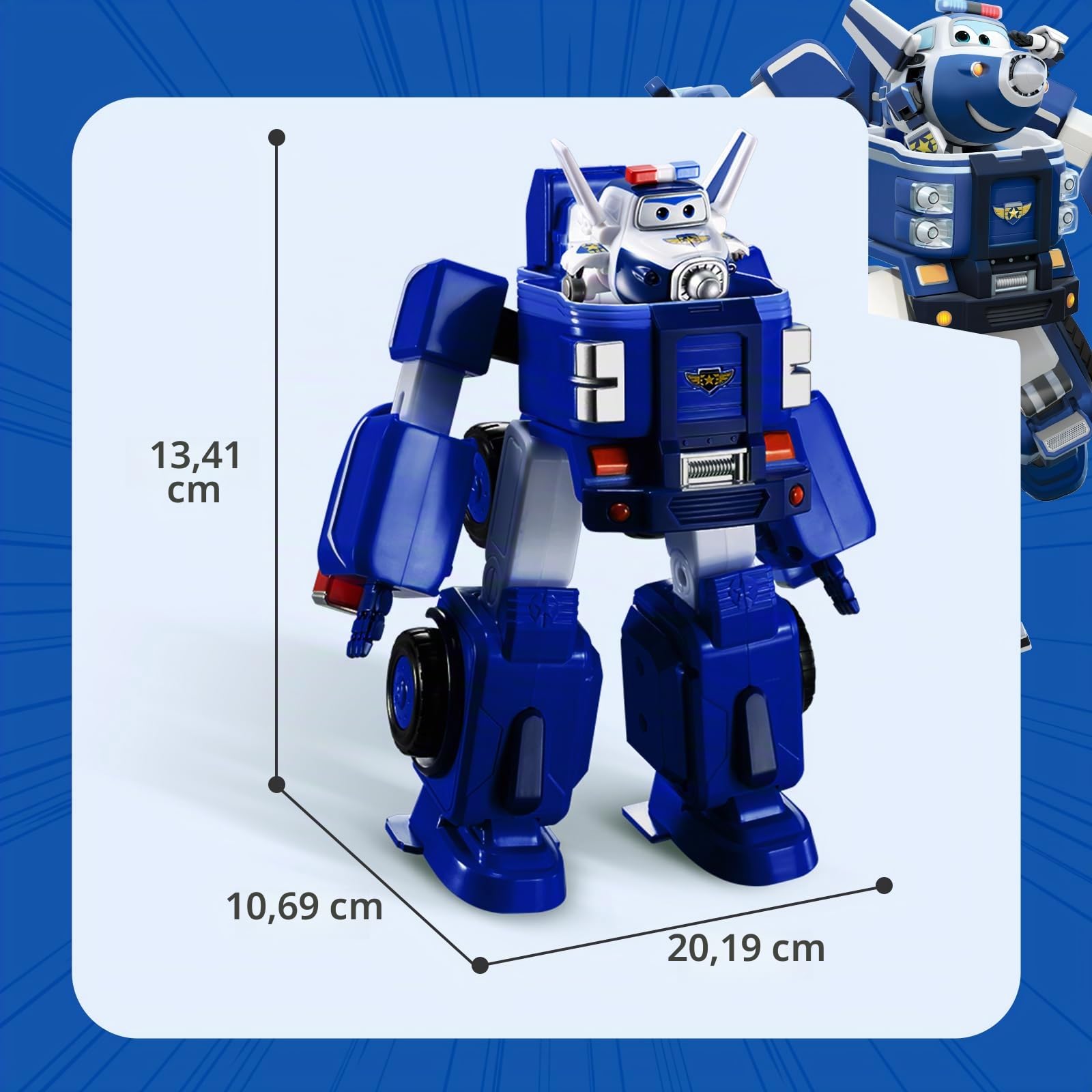 Super Wings - Coche Robot transformable Paul's Cruiser 18 cm + 1 Figura 5 cm - Coche y avión de Juguete Transform-a-Bots de la Serie de animación Super Wings - Juguetes para niños a Partir de 3 años