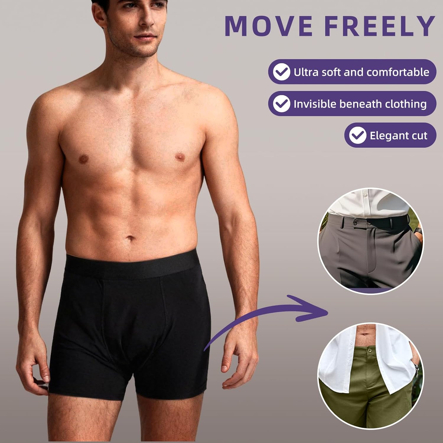 Men's Incontinence Boxer Briefs for Bladder Leakage | Ultra-Absorbent & Leak-Proof | Machine Washable, Reusable Underwear with Odor Control | Black, X-Large, 3-Pack