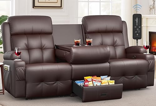 Sofá reclinable, sofá reclinable de masaje de 3 plazas, capacidad pesada, sofá de dos plazas para autocaravana, sofá reclinable con almacenamiento,