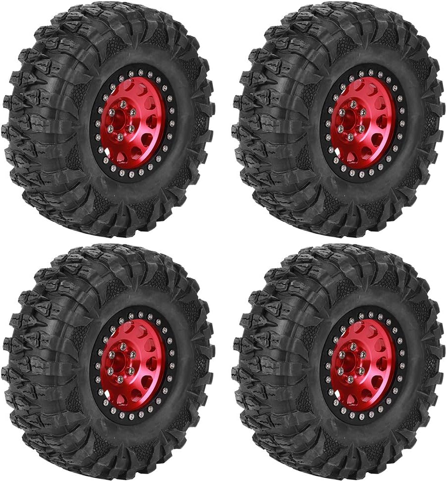 RC Tires, Durable Rubber Crawler Design Metal Hex Wheel Hubs 2.2-Inch 4pcs Set for 1:10 Scale On Road Racing Cars Off-Road Enthusiasts
