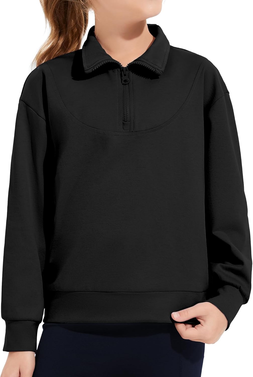 Girls Quarter Zip Sweatshirt Long Sleeve Pullover Tops Kids Casual Spring Outfits for Teen Girls, 5-14 Years