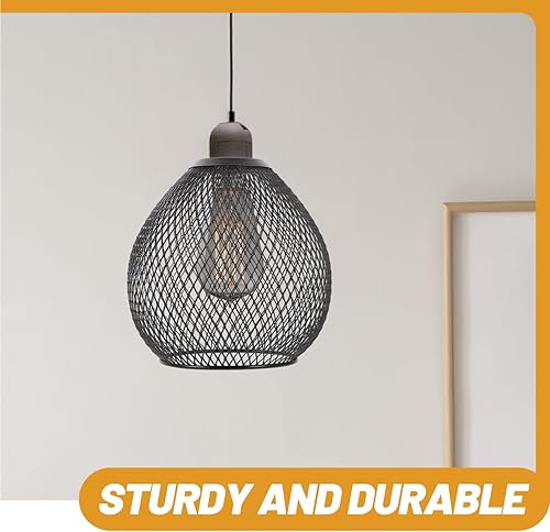 Miniatura 6 de Happyyami Pantalla hueca de hierro forjado, malla de alambre, cubierta de luz colgante, pantalla de lámpara de techo, pantalla de bloqueo de luz,