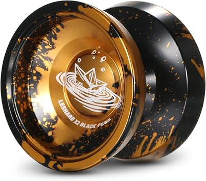 TOMSHOO Responsive Yoyo Aluminum Alloy Yoyo Balls Competitive Yo Yo Gift with Bearing Strings and Gloves Black & Golden2