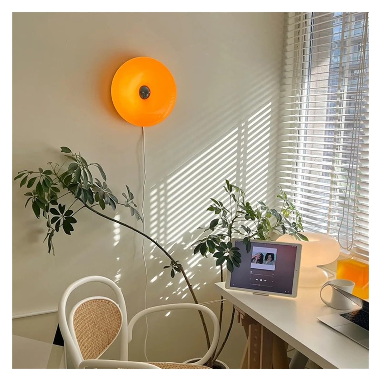 Kinkiet Donut Bauhaus Retro Na Telewizor Do Salonu Lampka Nocna Sypialni Atmosfera łAtwy Montaż(Orange wall lamp)