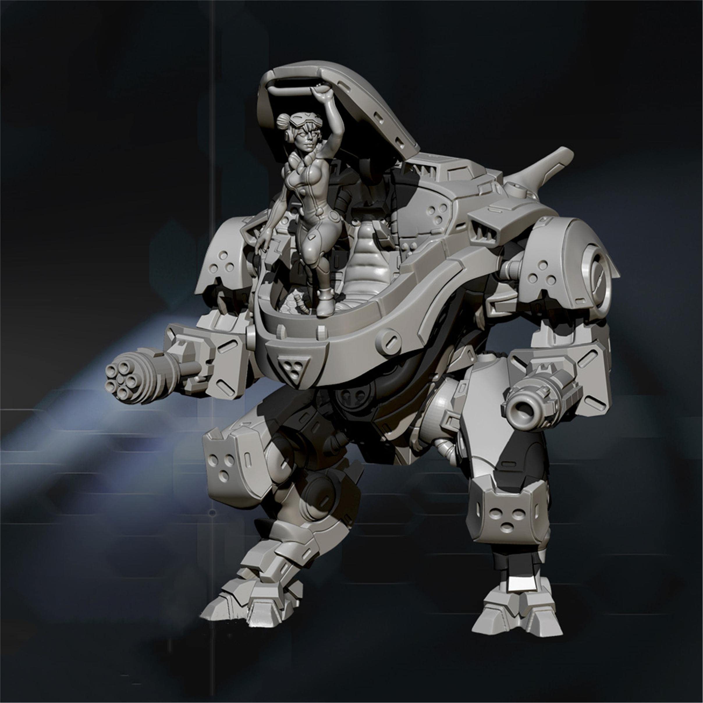 H110mm Sci-Fi Mecha Warrior Miniature Kit Resin Die Cast Model, Unassembled and Unpainted Character Model Kit - D173s