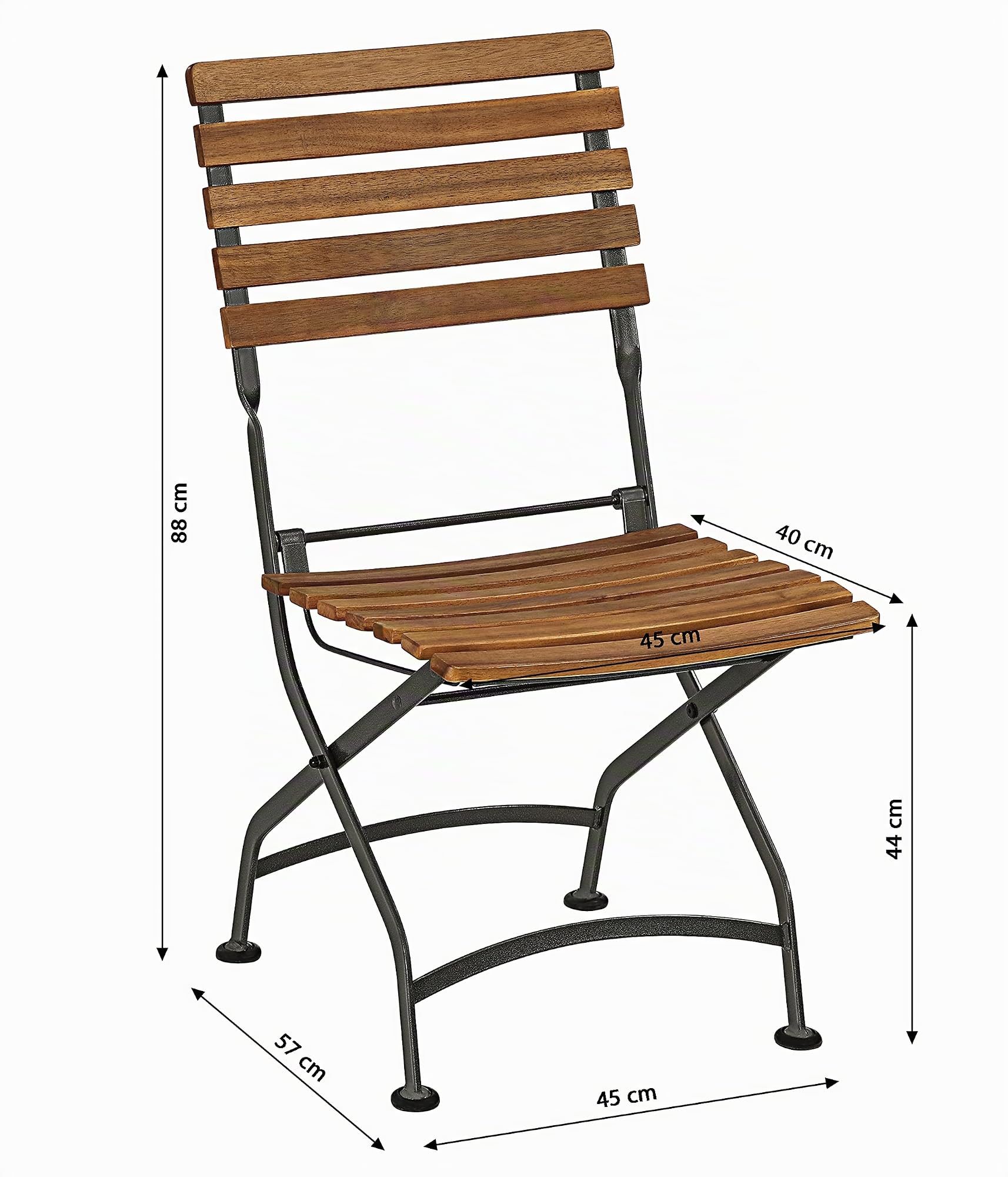 Dehner Klappstuhl Tegernsee, ca. 88 x 57 x 45 cm, aus FSC® - zertifiziertem Akazienholz/Stahl, Natur/schwarz | FSC® Akazienholz/Stahl