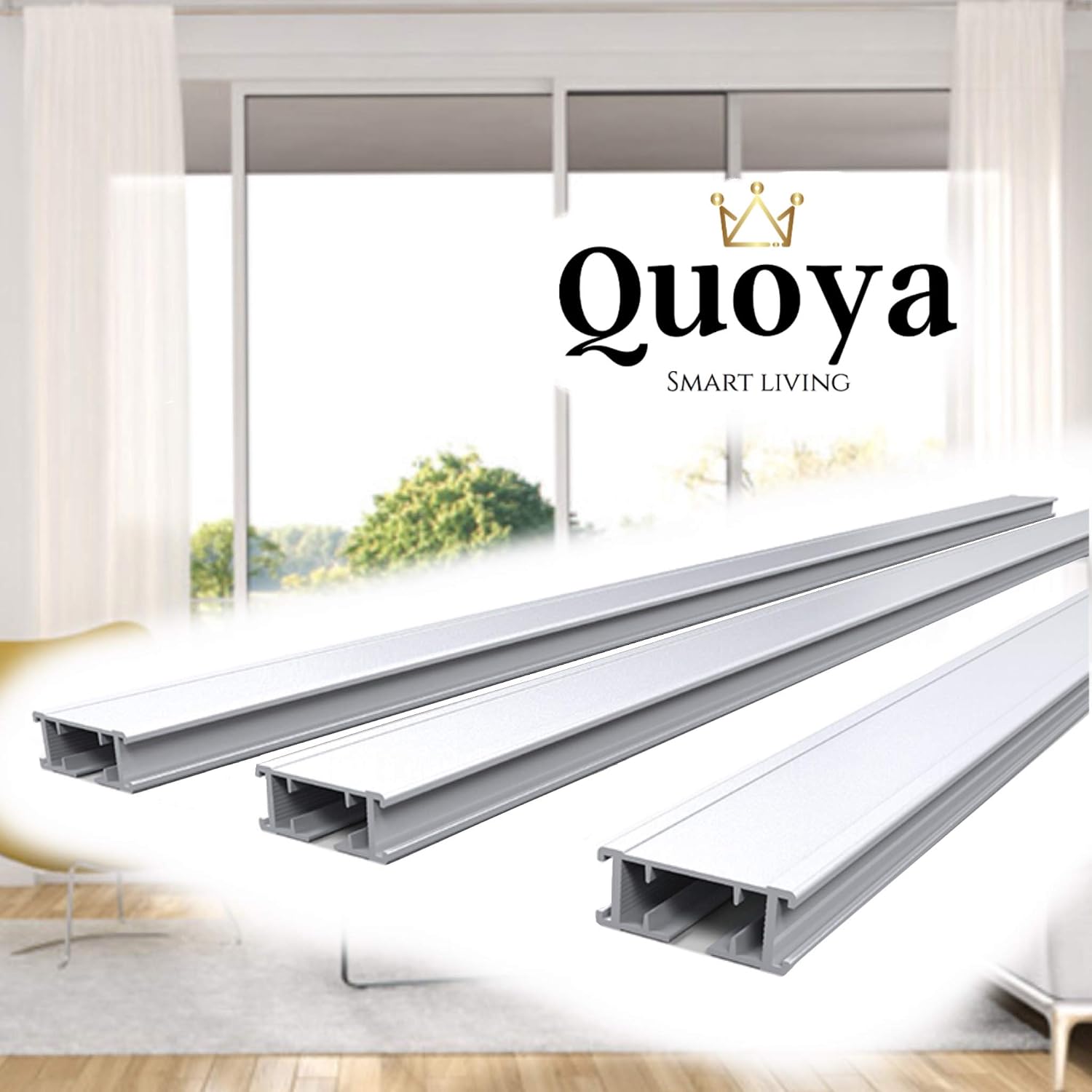 Quoya QL500 Smart Curtain Tracks- 1 Meter Replacement Track Set(1pc 1 metre Track, 1pc 10cm Joiner)