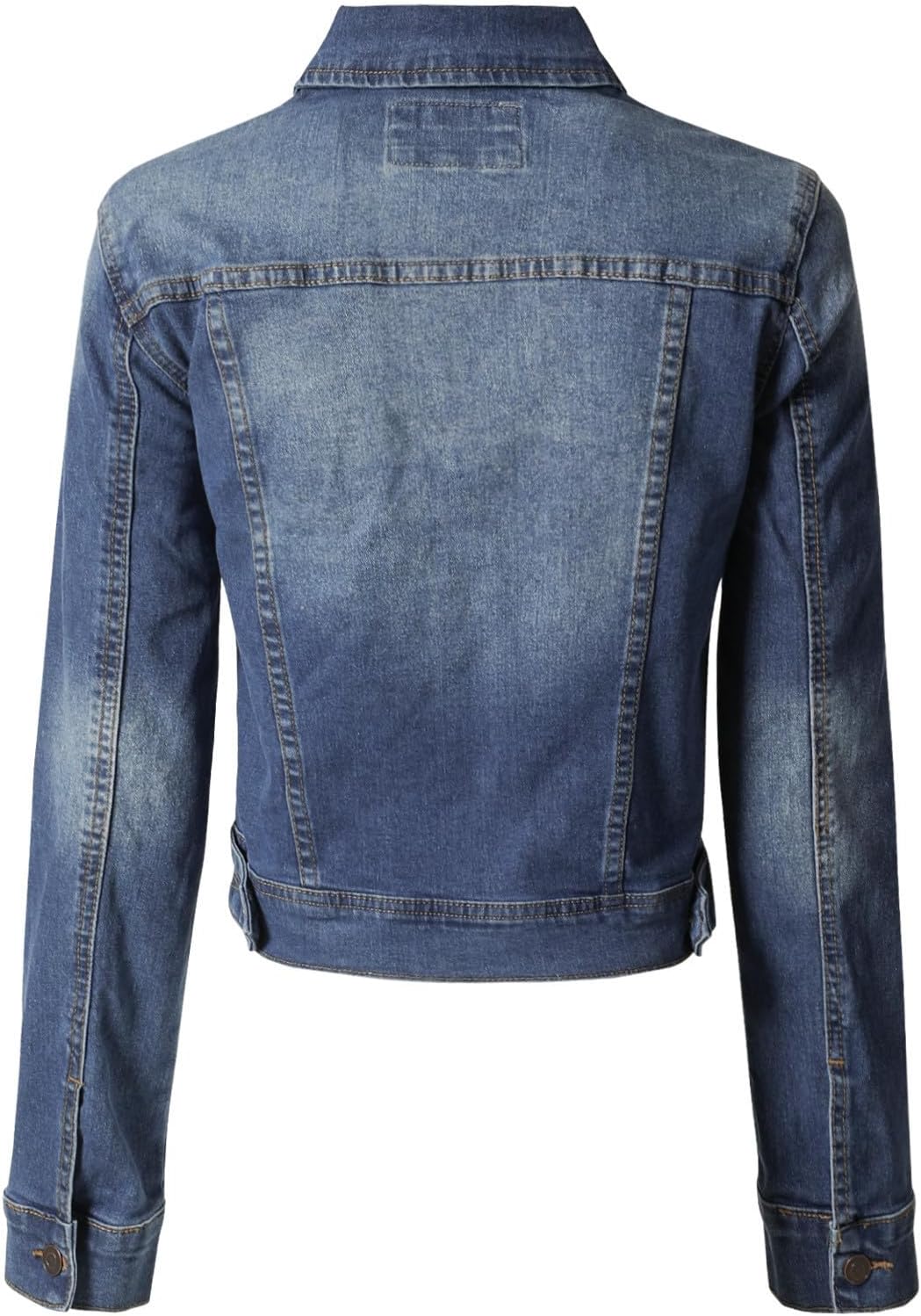 Design by Olivia Women's Classic/Destroyed Vintage Washed Long Sleeve Denim Jean Jacket - Image 4