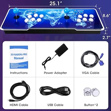 32000 in 1 Pandora Box, Retro Arcade Console, Plug and Play Video Game, 1280x720 Display, 3D Game, Double Joystick Favorite List Game Category Store/Search/Hide/Pause Overall