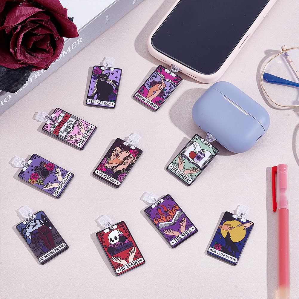10 tapones antipolvo para teléfono móvil, 53 mm, a prueba de polvo, con dijes de tarot, tipo C, tapón antipolvo para teléfono celular, tablet, auriculares, puerto de carga, polvo