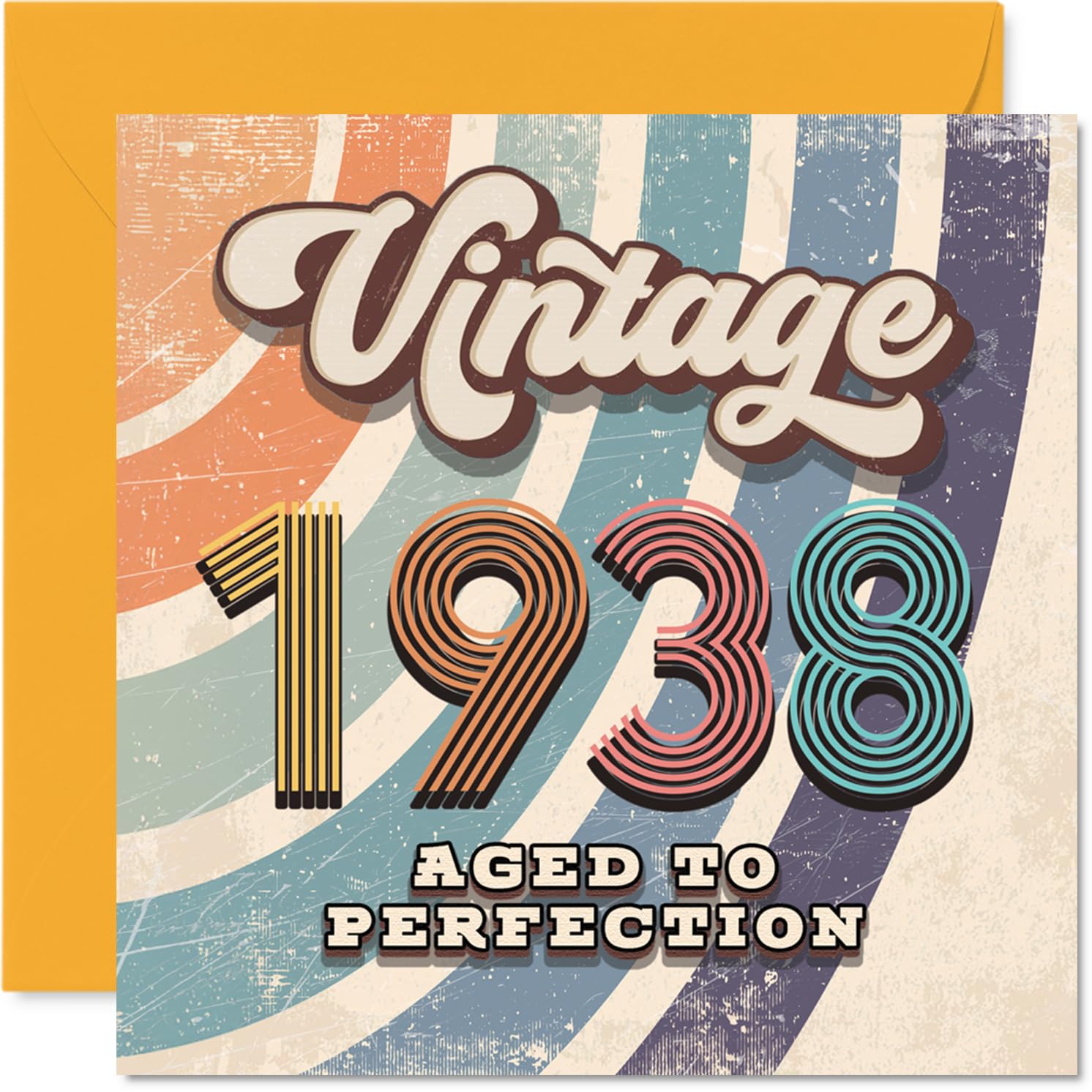 88th Birthday Card for Men Women - Vintage 1938 Aged To Perfection - Happy 88 Birthday Cards for Grandad Auntie Dad Uncle Nanny Nan, 145mm Bday Greeting Cards