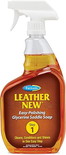 Farnam Leather New Easy Pulishing - Jabón de glicerina y limpiador de sillín de cuero, protege y conserva el cuero, limpia, acondiciona y pule, 32